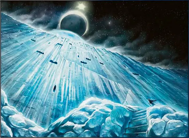 Man standing before a giant wall